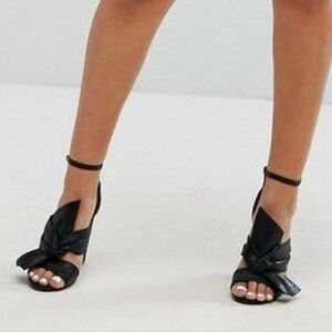 Miss Selfridge Metallic Bow Front Heeled Sandal